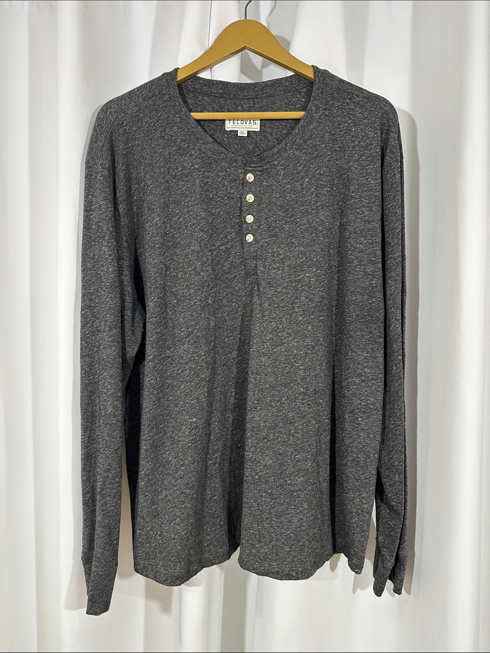 Tecovas Henley Shirt Men's XXL Gray Long Sleeve Casual Western Tee